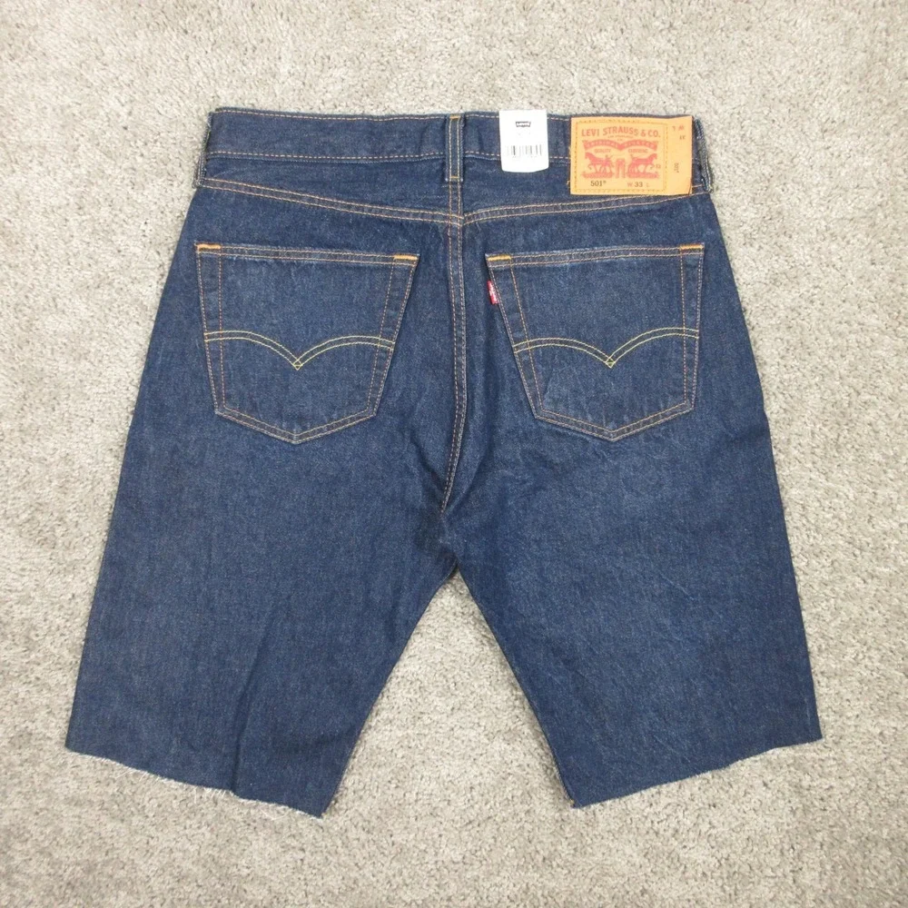 Levis Shorts Mens 33 Blue 501 Button Fly Original Cutoff Jorts Jeans Denim Pants
